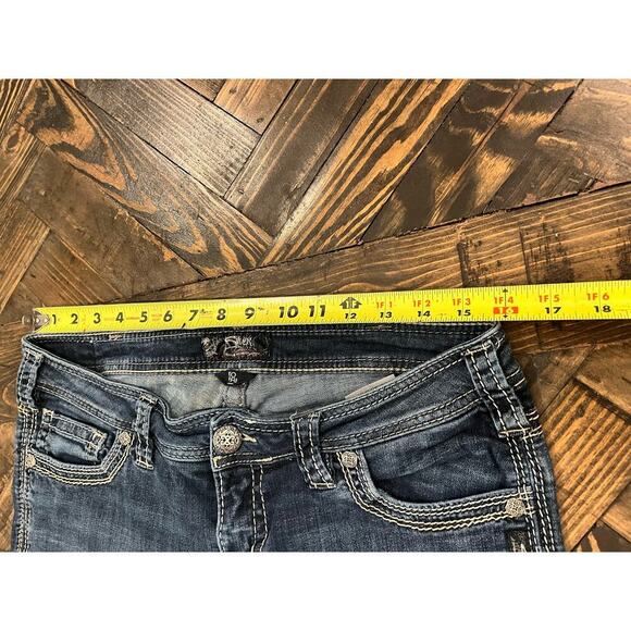 Silver Jeans Aiko Capri Women 33 Thick Stitch Y2K 90s Western Cowgirl Fringe - Picture 5 of 16